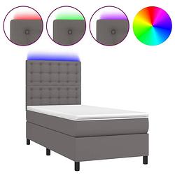 Foto van The living store boxspring bed - led verlichting - kunstleer - verstelbaar hoofdbord - pocketvering matras -