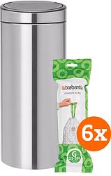 Foto van Brabantia touch bin 30 liter matt steel + vuilniszakken (120 stuks)