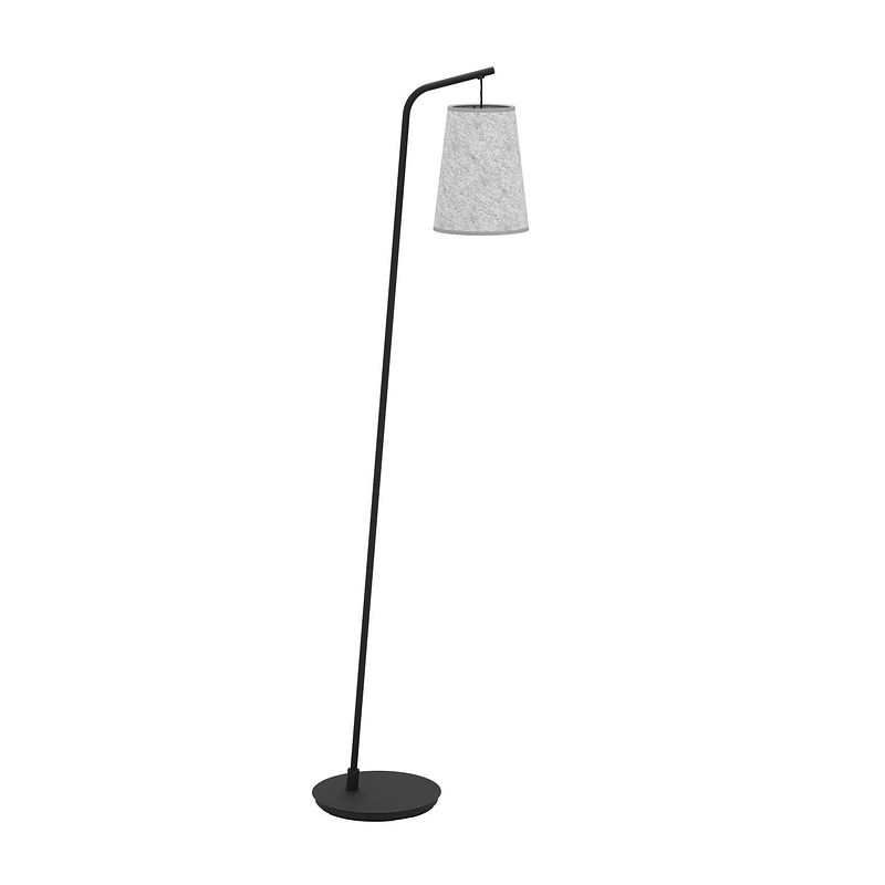 Foto van Eglo alsager vloerlamp - e27 - 170 cm - zwart/grijs - vilt/staal