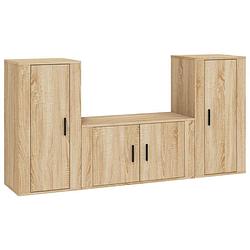 Foto van The living store televisiekastenset sonoma eiken - tv-meubel 80x34.5x40 cm - 2x tv-meubel 40x34.5x80 cm