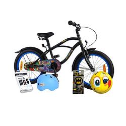 Foto van Volare kinderfiets batman - 18 inch - zwart - inclusief fietshelm & accessoires