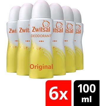 Foto van Zwitsal deodorant spray original 6 x 100ml bij jumbo