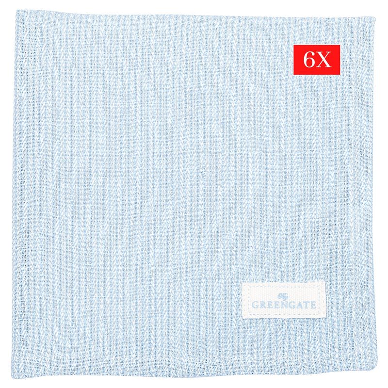 Foto van 6x stuks - greengate katoenen servet alicia pale blue (40 x 40 cm)