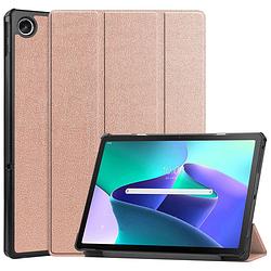 Foto van Basey lenovo tab m10 plus (3e gen) hoesje kunstleer hoes case cover - rose goud