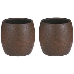 Foto van Mica decorations bloempot/plantenpot - 2x - roest/terracotta bruin - voor kamerplant - h14 x d16 cm - plantenpotten