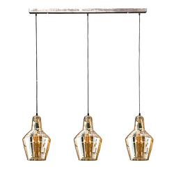 Foto van Hoyz - hanglamp met 3 kegelvormige lampen - amberkleurig glas - 150cm