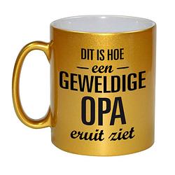 Foto van Gouden geweldige opa cadeau koffiemok / theebeker 330 ml - feest mokken