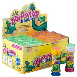 Foto van 4x dinosaurus bellenblaas flesjes met bal spelletje in dop 60 ml voor kinderen - bellenblaas
