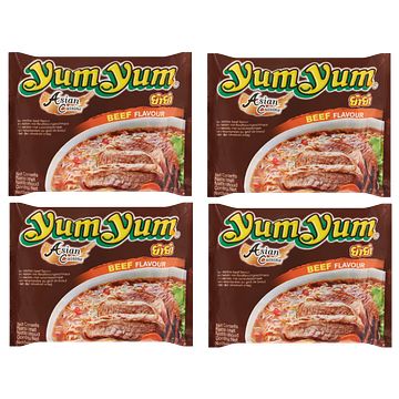 Foto van Yum yum instant noedels rundvleessmaak 4 x 60g bij jumbo