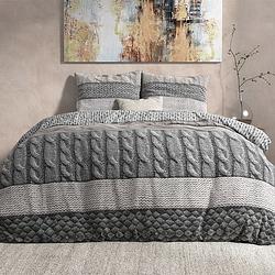 Foto van Flanellen dekbedovertrek elin - lits-jumeaux (240x220 cm) - taupe - dessin: patroon - dreamhouse bedding - dekbed-discounter.nl