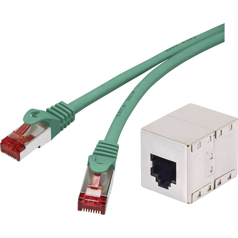 Foto van Renkforce rf-3829016 rj45 netwerkkabel, patchkabel cat 6 s/ftp 15.00 m groen snagless, vergulde steekcontacten 1 stuk(s)