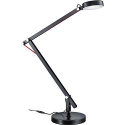 Foto van Led bureaulamp - trion amsty - 5w - warm wit 3000k - rond - glans zwart - aluminium