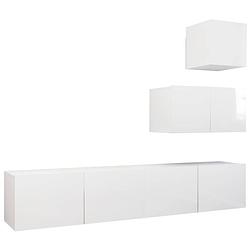 Foto van The living store televisiemeubelset hangend - hoogglans wit - spaanplaat - hifi - 30.5x30x30cm - 60x30x30cm -