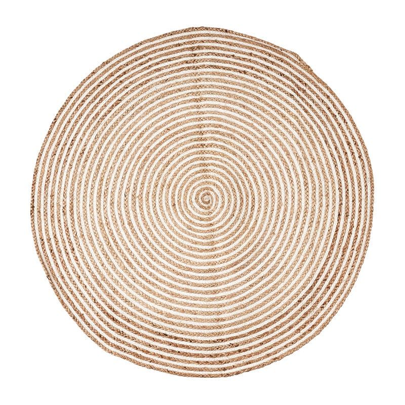 Foto van Vloerkleed jute - rond - naturel/wit - 120 cm