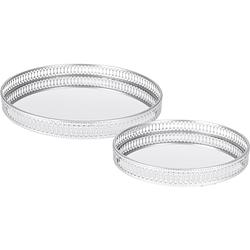 Foto van Set van 2x stuks ronde kaarsenplateaus spiegel zilver d25 en d30 cm - kaarsenplateaus