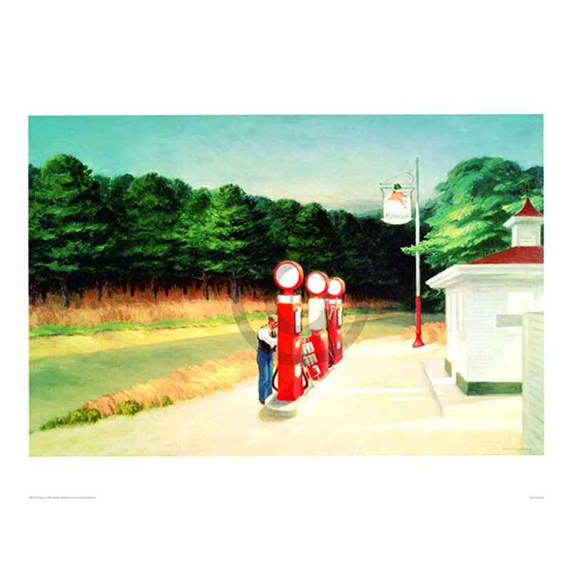 Foto van Edward hopper - gas 1940 kunstdruk 80x60cm