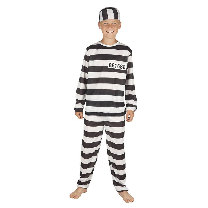 Foto van Boland verkleedpak gevangene junior zwart/wit maat 104-116