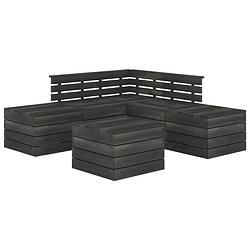 Foto van Vidaxl 6-delige loungeset pallet massief grenenhout donkergrijs