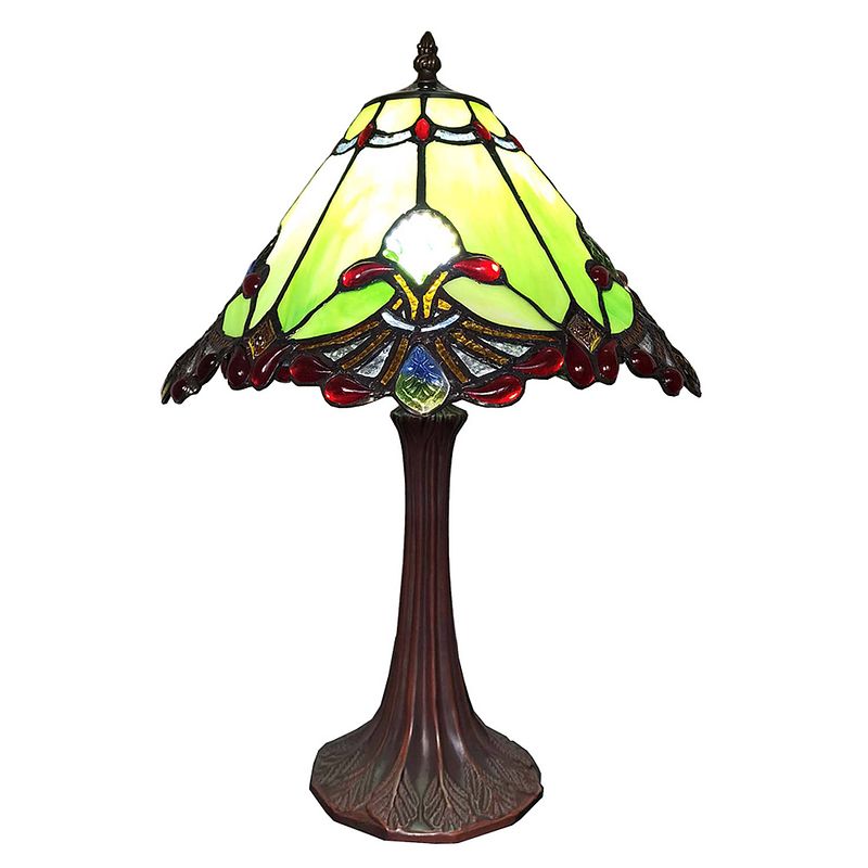 Foto van Haes deco - tiffany tafellamp groen, rood ø 31x49 cm fitting e27 / lamp max 1x60w