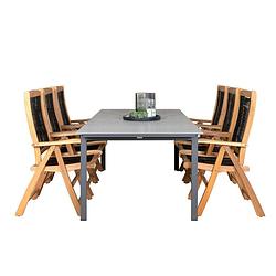 Foto van Levels tuinmeubelset tafel 100x229/310cm en 6 stoel peter naturel, grijs.