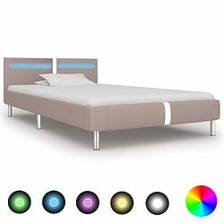 Foto van Vidaxl bedframe met led kunstleer cappuccino 90x200 cm