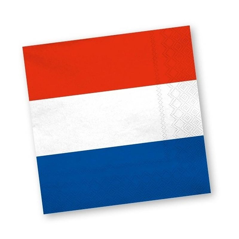 Foto van Holland rood wit blauw servetten 20 stuks - holland/ koningsdag thema versiering