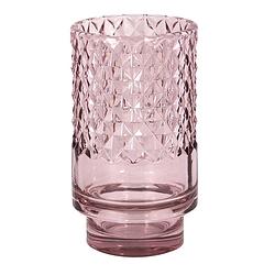 Foto van Clayre & eef glazen theelichthouder ø 7*12 cm roze glas waxinelichthouder windlichthouder roze waxinelichthouder