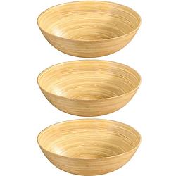 Foto van 3x bamboe houten broodmanden/fruitschalen/serveerschalen 25 x 8 cm - fruitschalen