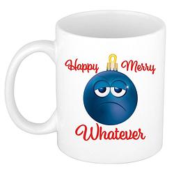 Foto van Happy merry whatever kerstcadeau kerstmok grumpy blauwe kerstbal 300 ml - bekers