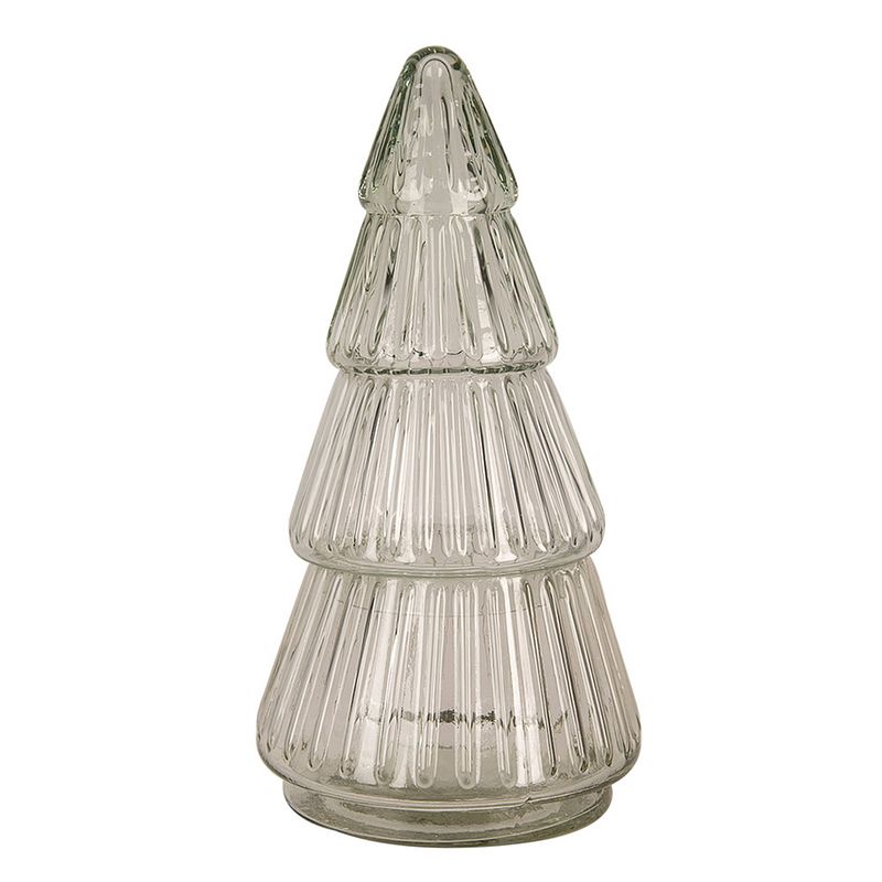 Foto van Clayre & eef glazen potje kerstboom ø 11x21 cm transparant glas voorraadpot deksel transparant voorraadpot deksel