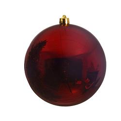 Foto van Decoris kerstbal - groot formaat - d25 cm - donkerrood - plastic - kerstbal