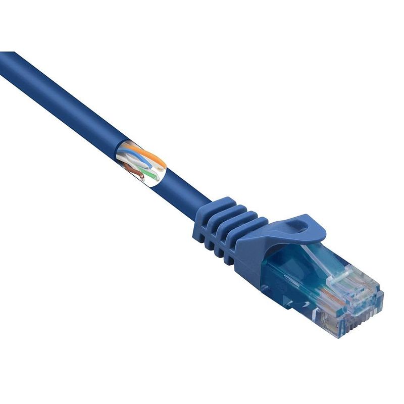 Foto van Renkforce rf-5043862 rj45 netwerkkabel, patchkabel cat 5e u/utp 0.50 m blauw snagless, halogeenvrij 1 stuk(s)