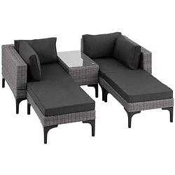 Foto van Tectake® - wicker lounge ligbedden tuinset bellaria - aluminium frame - grijs - 404796