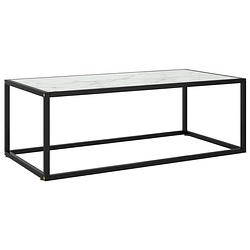 Foto van Vidaxl salontafel met wit marmerglas 100x50x35 cm zwart