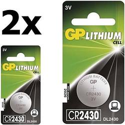 Foto van 2 stuks gp cr2430 3v lithium knoopcelbatterij