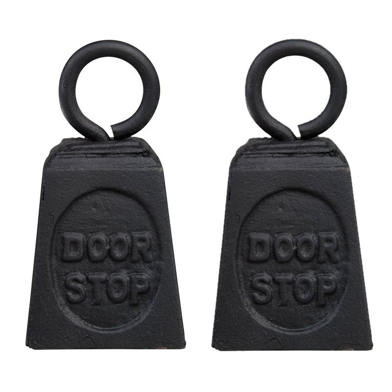 Foto van 2x stuks deurstoppers gewicht gietijzer zwart 13 cm - deurstoppers