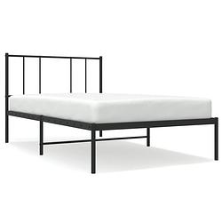 Foto van Vidaxl bedframe met hoofdbord metaal zwart 100x190 cm