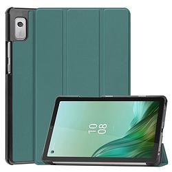 Foto van Basey lenovo tab m9 hoes case hoesje - lenovo tab m9 hoesje hard cover lenovo tab m9 bookcase hoes - donker groen