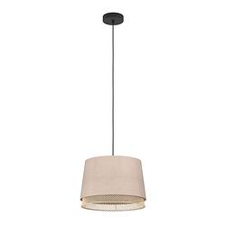 Foto van Eglo tabley hanglamp - e27 - ø 38 cm - natuur/bruin/zwart - textiel