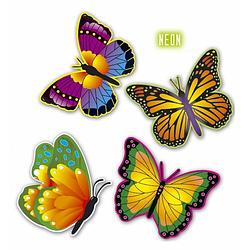 Foto van 4 decoratieve vlinders van karton 34 cm - feestdecoratievoorwerp