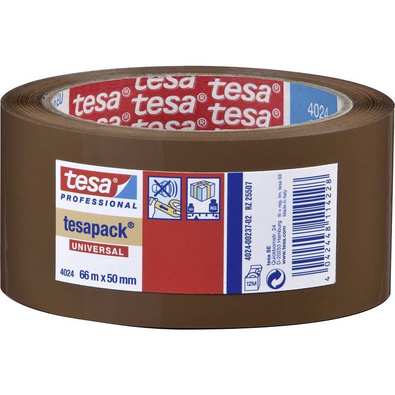 Foto van Tesa universal 04024-00237-04 pakband tesapack 4024 bruin (l x b) 66 m x 50 mm 1 stuk(s)