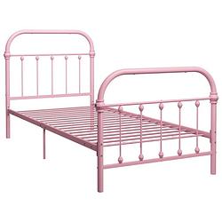 Foto van The living store metalen bedframe - roze - 213 x 101 x 109 cm - geschikte matras- 90 x 200 cm - montage vereist