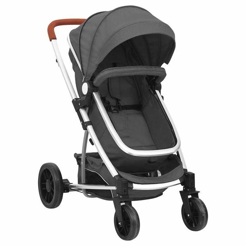 Foto van Vidaxl kinderwagen 2-in-1 aluminium donkergrijs