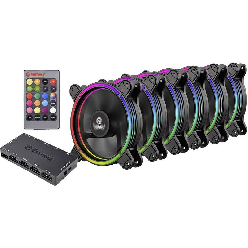 Foto van Enermax 6x kit t.b. rgb pc-ventilator zwart, rgb (b x h x d) 120 x 120 x 25 mm incl. led-verlichting