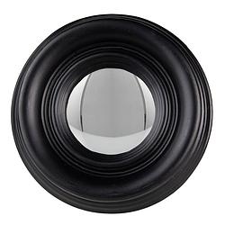 Foto van Haes deco - bolle ronde spiegel - zwart - ø 21x4 cm - hout / glas - wandspiegel, spiegel rond, convex glas