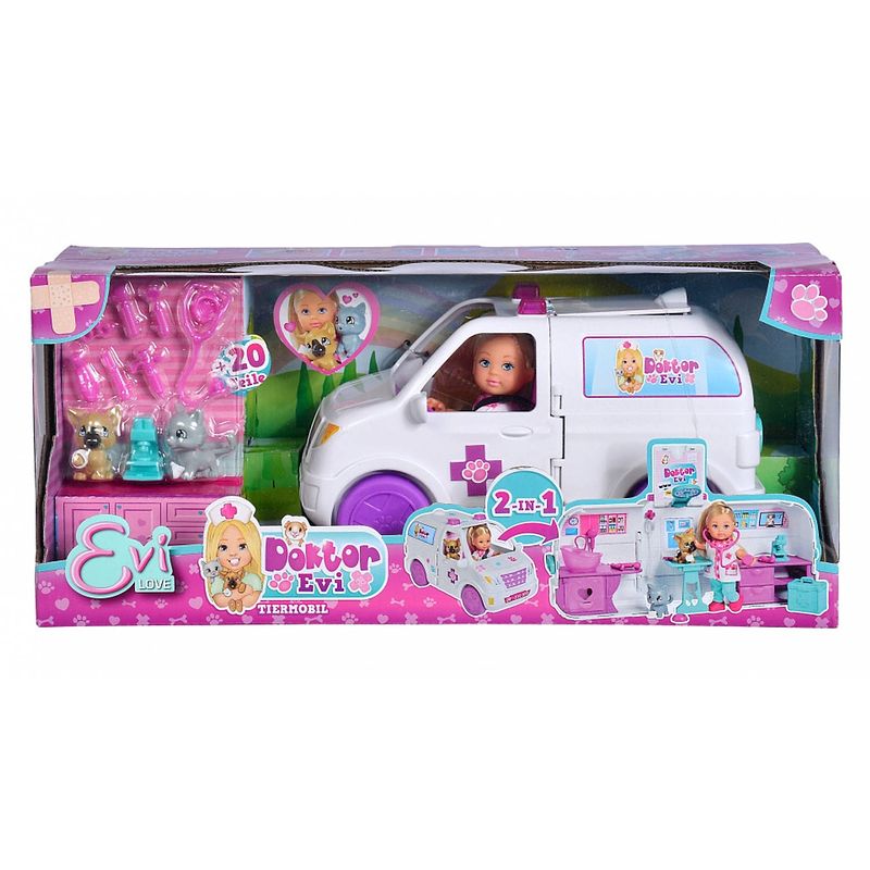 Foto van Simba speelset evi love 2-in-1 dierenmobiel junior 12 cm wit