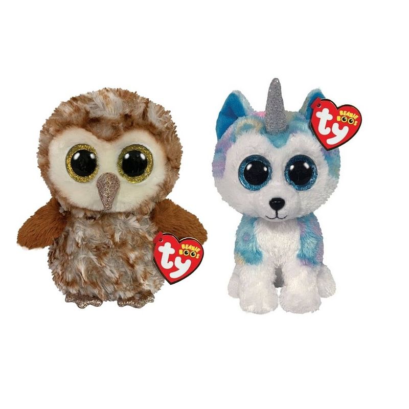 Foto van Ty - knuffel - beanie boo's - percy owl & helena husky