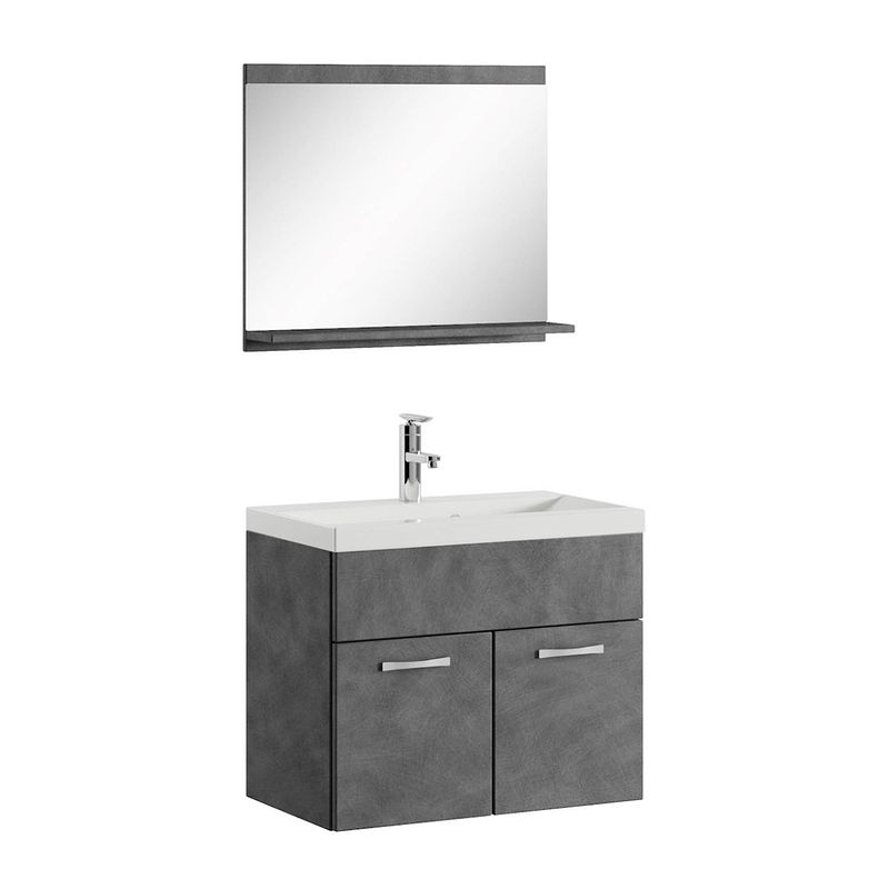 Foto van Badplaats badkamermeubel montreal 02 60cm met spiegel - donker grijs