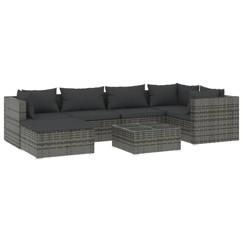 Foto van Vidaxl 7-delige loungeset met kussens poly rattan grijs