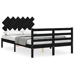 Foto van The living store bed grenenhout zwart - 195.5 x 140.5 x 81 cm - multiplex lattenbodem